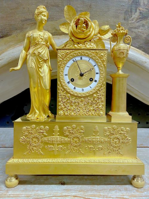 Kaminuhr Empire Pendule Frankreich um 1820 Venus mit Cupido