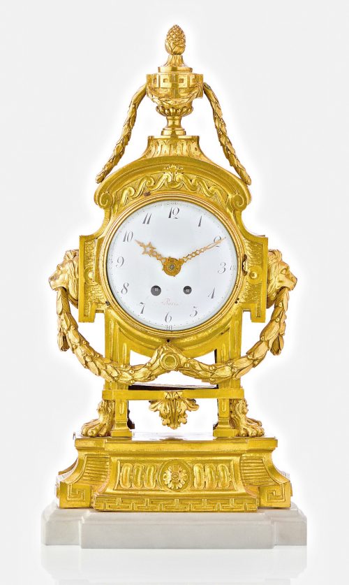 Äußerst seltene Kaminuhr mit originalem Wecker Klassizismus Pendule Frankreich Louis XVI um 1770 das Modell Robert Osmond attr.