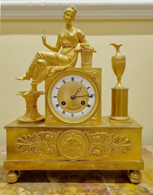 Kaminuhr Pendule Frankreich Empire um 1820 Br. 26 cm, H. 34 cm, T. 9,5 cm