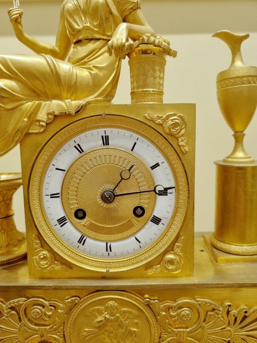 Kaminuhr Pendule Frankreich Empire um 1820 Br. 26 cm, H. 34 cm, T. 9,5 cm