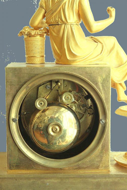 Kaminuhr Pendule Frankreich Empire um 1820 Br. 26 cm, H. 34 cm, T. 9,5 cm