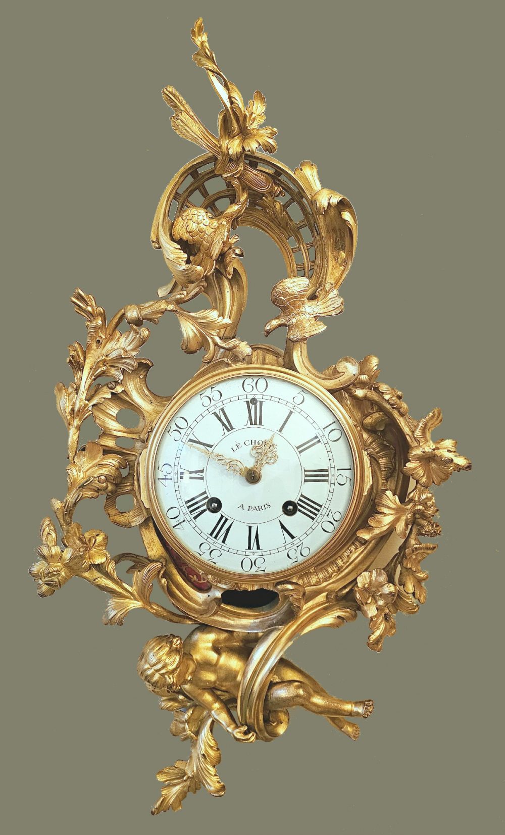Carteluhr Frankreich Louis XV Rokoko um 1760 signiert LÉCHOPIÉ A PARIS