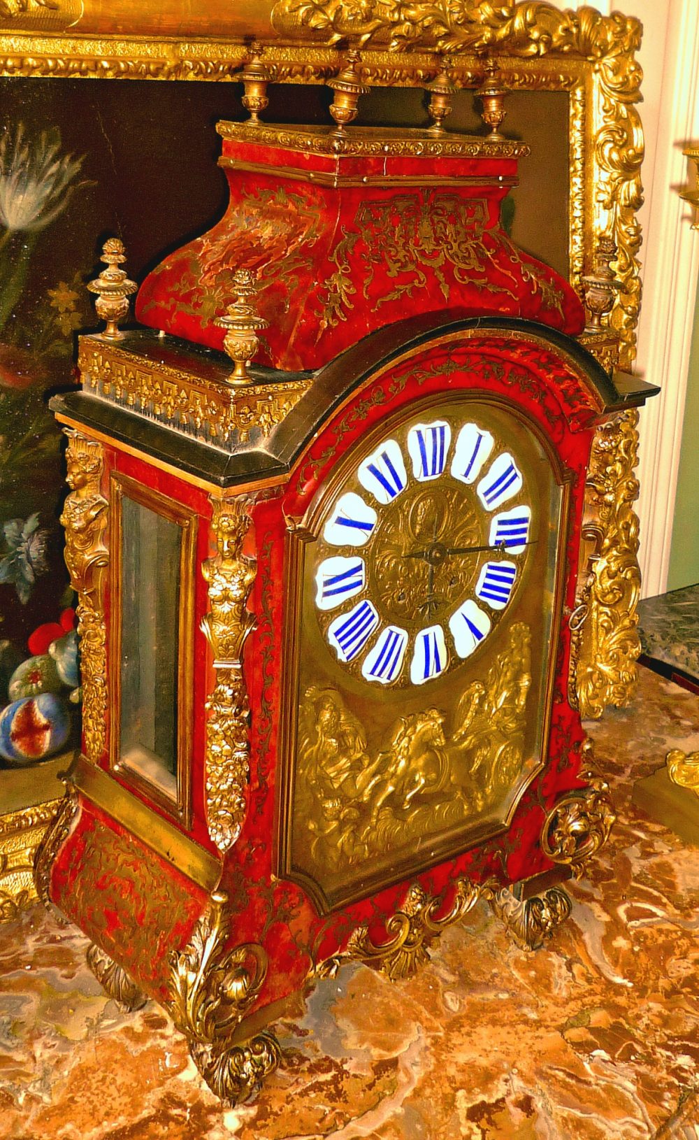 Königliche Pendule Boulle Marqueterie mit Portrait von Ludwig XIV. Frankreich Louis XIV Barock Um 1700