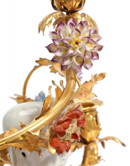 Hochbedeutendes Kerzenständer Paar Rokoko Louis XV um 1750 Buddhas Yongzheng (1723-1735) - die Porzellanblüten Vincennes um 1745