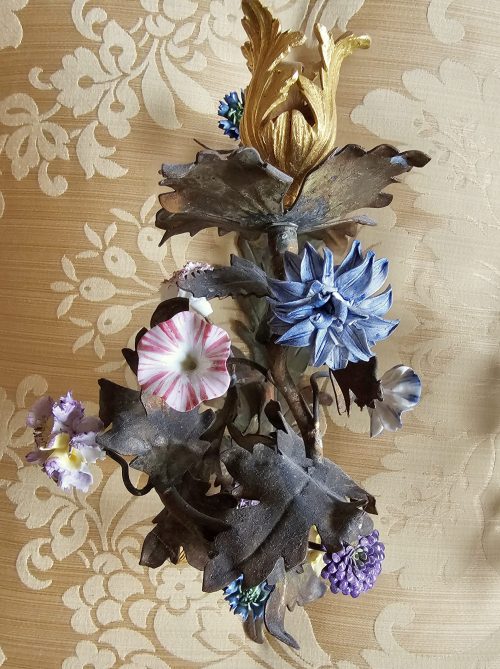 PAAR APPLIKEN mit Porzellanblüten Vincennes FRANKREICH LOUIS XV Rokoko um 1750