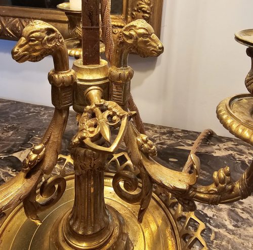 Tischlampe Schreibtischlampe Klassizismus Bouillotte Louis XVI Frankreich um 1800 H. 61 cm