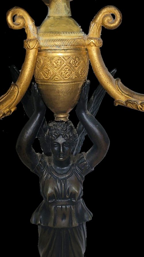 Kandelaber Girandolen Paar Nike Viktoria Empire Frankreich um 1810 H. 45 cm