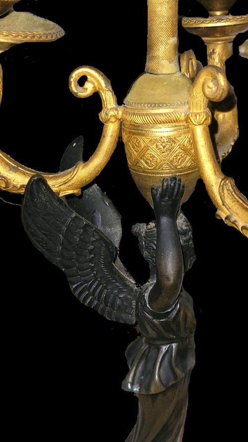 Kandelaber Girandolen Paar Nike Viktoria Empire Frankreich um 1810 H. 45 cm