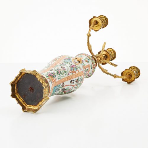 Kandelaber Frankreich 19.Jh. Napoleon III. die Vase Canton Porzellan China Qing Dynastie H. 54 cm