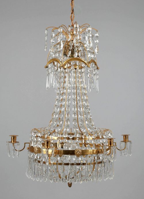 Kristalllüster Kronleuchter Lüster Klassizismus Schweden um 1800 Louis XVI H.75 cm; D. 56 cm
