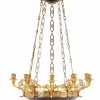 Kronleuchter Deckenlampe 10-armig Empire um 1820 H.90 cm; D.60 cm Nachträglich elektrifiziert