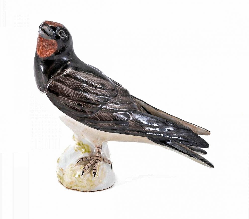 Meissen Porzellan Rauschschwalbe Vogel Modell von Johann Joachim Kaendler um 1750  H. 10,5 cm