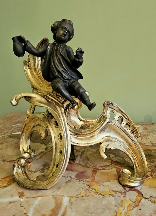 Kaminböcke Rokoko Frankreich Louis XV Chenets um 1750 Jacques Caffieri attr.