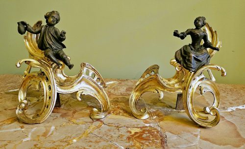 Alternative view of Kaminböcke Rokoko Frankreich Louis XV Chenets um 1750 Jacques Caffieri attr.