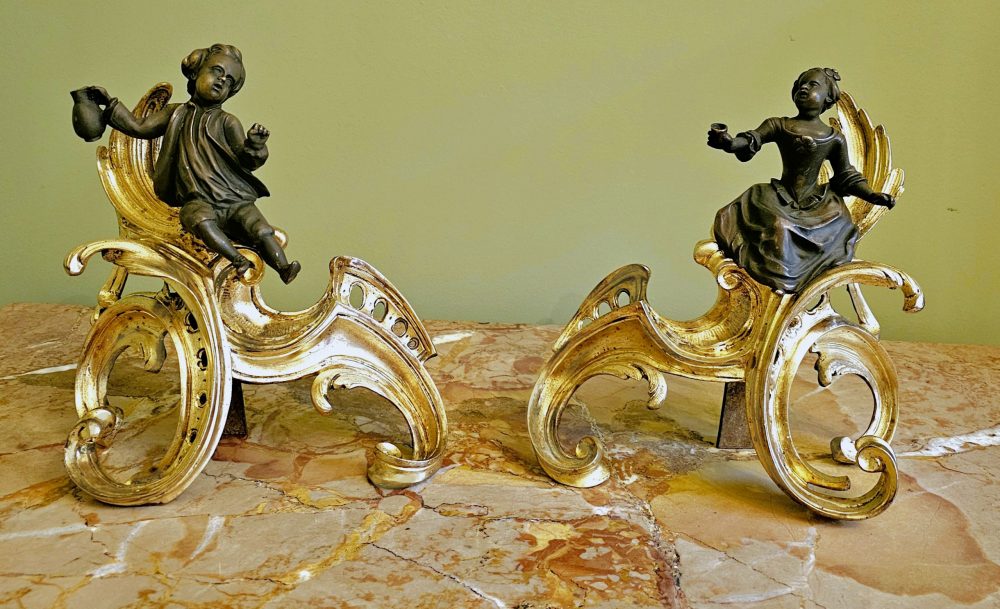 Kaminböcke Rokoko Frankreich Louis XV Chenets um 1750 Jacques Caffieri attr.