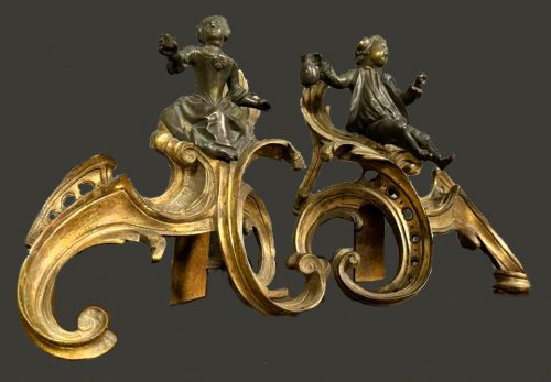 Kaminböcke Rokoko Frankreich Louis XV Chenets um 1750 Jacques Caffieri attr.