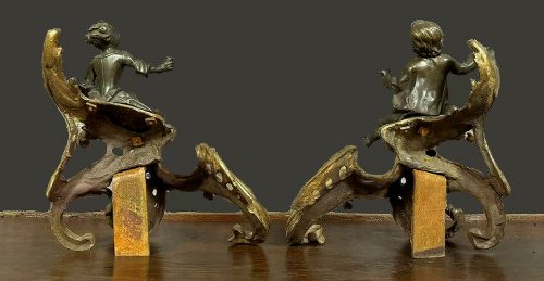 Kaminböcke Rokoko Frankreich Louis XV Chenets um 1750 Jacques Caffieri attr.