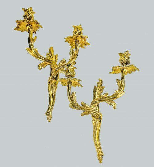 Appliken Wandlampen Rokoko Frankreich Louis XV 19.Jh.  H. 39 cm