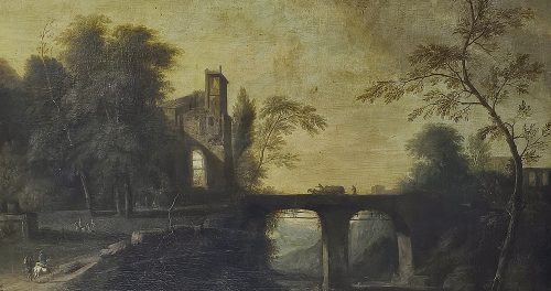 Jan van Huijsum (Huysum) 1682-1742 attr. Flußlandschaft mit Figurenstaffage