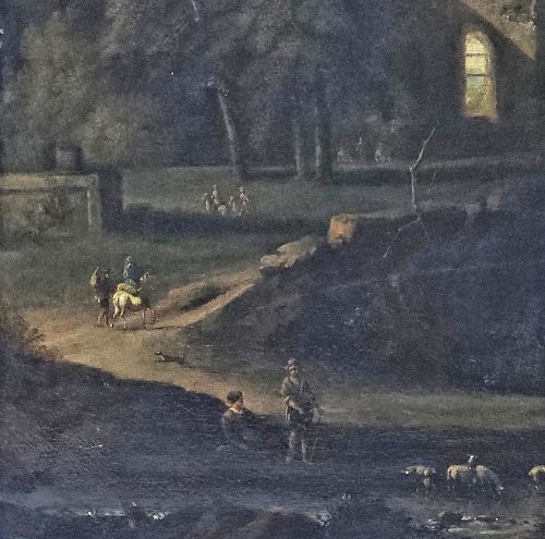 Jan van Huijsum (Huysum) 1682-1742 attr. Flußlandschaft mit Figurenstaffage