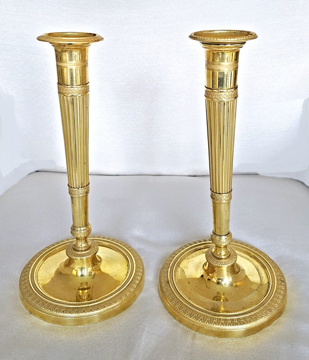 Kerzenständer Paar Empire Frankreich Um 1810   H. 27,5 cm