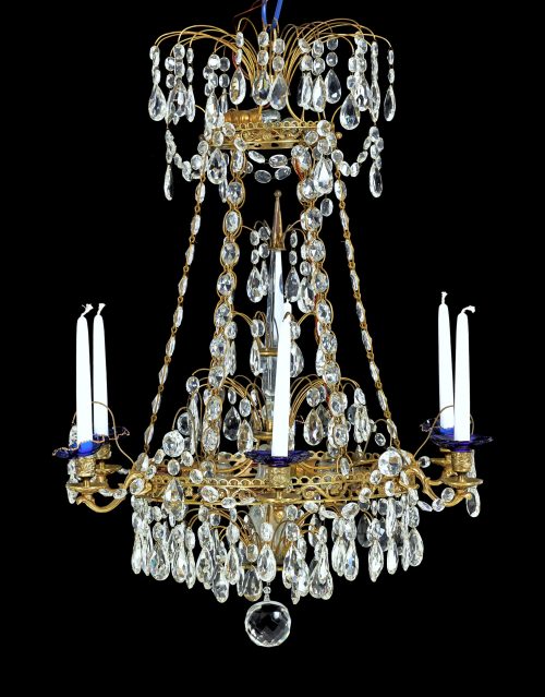 Lüster Kristalllüster Kronleuchter Klassizismus Louis XVI Schweden 19.Jh. H. 80 cm, D. 60 cm