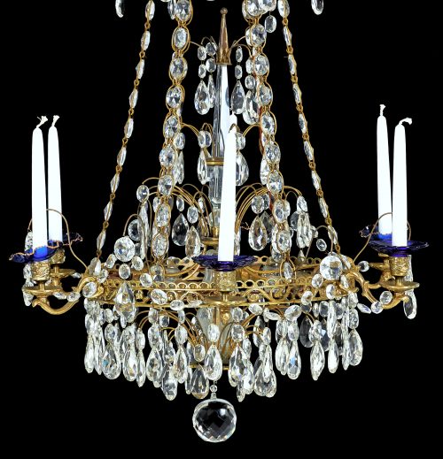 Alternative view of Lüster Kristalllüster Kronleuchter Klassizismus Louis XVI Schweden 19.Jh.    H. 80 cm, D. 60 cm