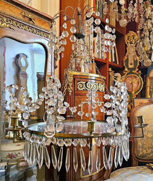 Kristalllüster Lüster Kronleuchter Klassizismus Schweden Louis XVI 19.Jh. H. 59 cm, D. 57,5 cm