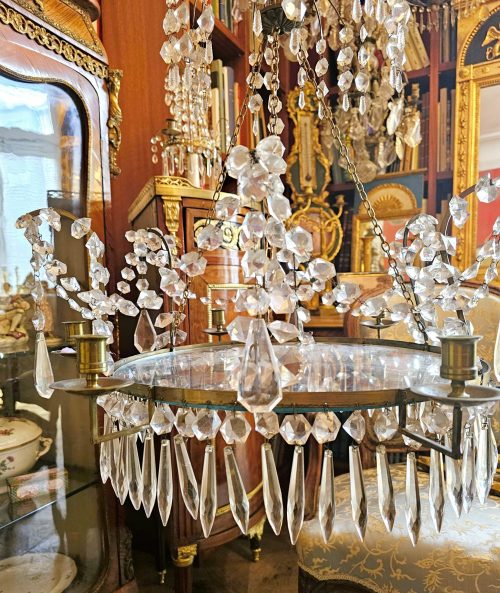 Kristalllüster Lüster Kronleuchter Klassizismus Schweden Louis XVI 19.Jh. H. 59 cm, D. 57,5 cm