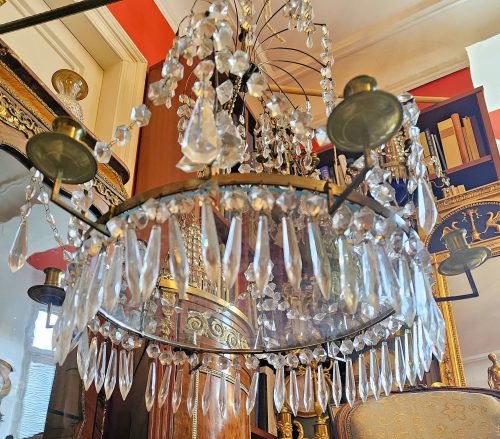Kristalllüster Lüster Kronleuchter Klassizismus Schweden Louis XVI 19.Jh. H. 59 cm, D. 57,5 cm
