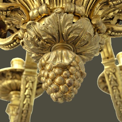 Lüster Kronleuchter Barock Louis XIV i.d.A. André-Charles Boulle (1642-1732) Frankreich 19.Jh. feuervergoldete Bronze H. 80 cm, D. 77 cm