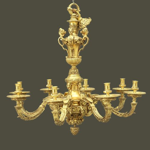 Alternative view of Lüster Kronleuchter Barock Louis XIV i.d.A.  André-Charles Boulle (1642-1732) Frankreich 19.Jh.   feuervergoldete Bronze  H. 80 cm, D. 77 cm