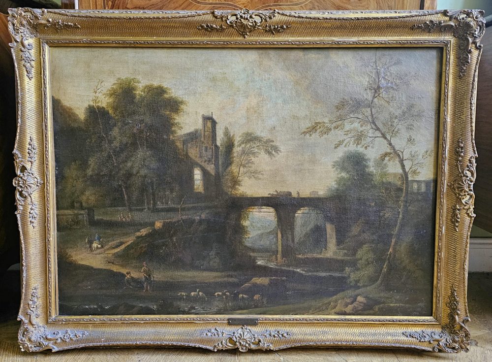 Jan van Huijsum (Huysum) 1682-1742 attr.  Flußlandschaft mit Figurenstaffage