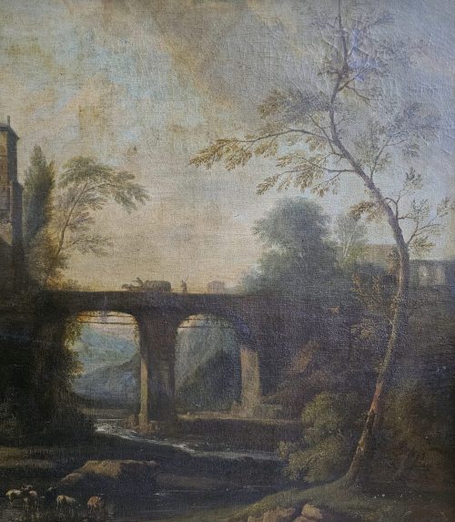 Jan van Huijsum (Huysum) 1682-1742 attr. Flußlandschaft mit Figurenstaffage