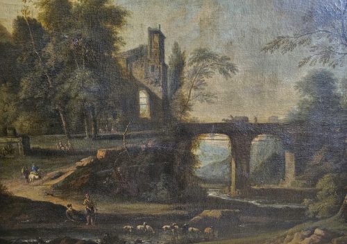 Jan van Huijsum (Huysum) 1682-1742 attr. Flußlandschaft mit Figurenstaffage