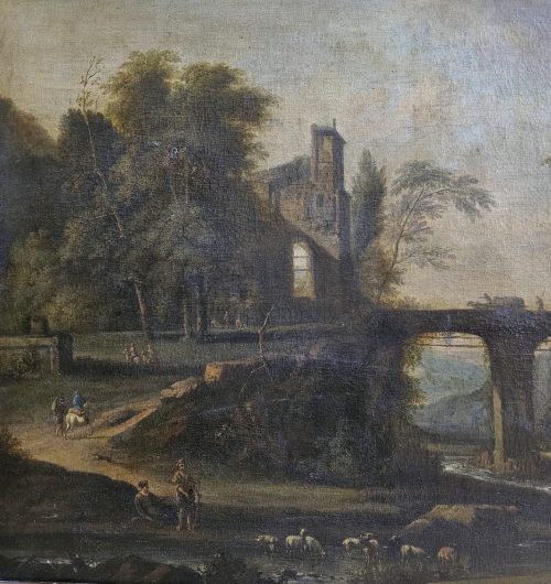 Alternative view of Jan van Huijsum (Huysum) 1682-1742 attr.  Flußlandschaft mit Figurenstaffage