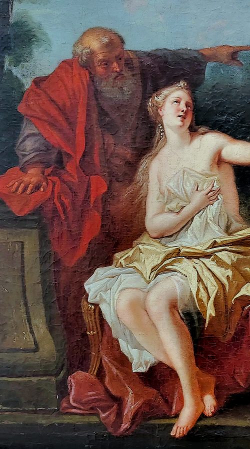 Louis de Silvestre (* 23. Juni 1675 in Sceaux; † 11. April 1760 in Paris) Susanna und die beiden Alten - Expertise François Marandet London