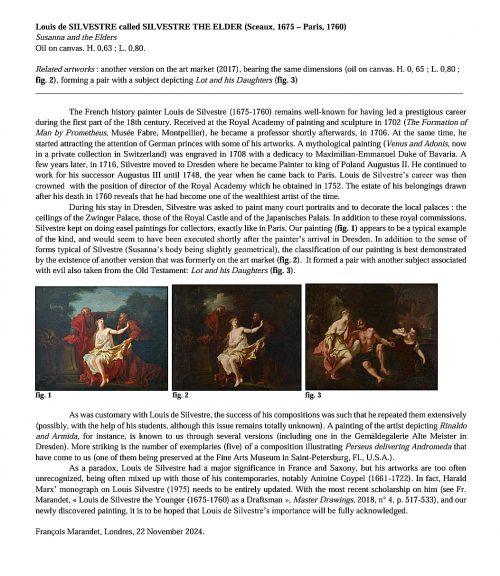 Louis de Silvestre (* 23. Juni 1675 in Sceaux; † 11. April 1760 in Paris) Susanna und die beiden Alten - Expertise François Marandet London
