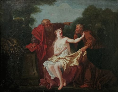 Alternative view of Louis de Silvestre (* 23. Juni 1675 in Sceaux; † 11. April 1760 in Paris)  Susanna und die beiden Alten - Expertise François Marandet London