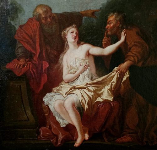 Louis de Silvestre (* 23. Juni 1675 in Sceaux; † 11. April 1760 in Paris) Susanna und die beiden Alten - Expertise François Marandet London