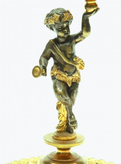 Kerzenständer Kerzenhalter mit tanzenden Satyrn Empire um 1810 H. 17 cm, D. 11 cm