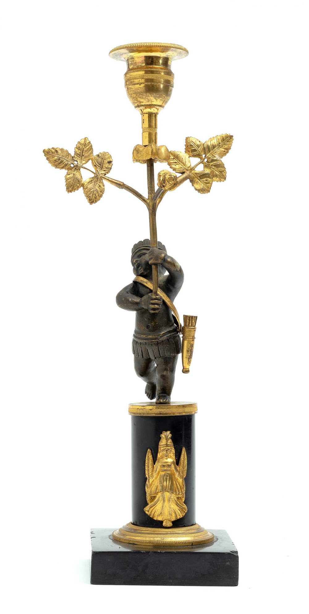 Kerzenständer Kerzenhalter Kandelaber Allegorie Amerika Schweden Empire um 1800  H. 30 cm