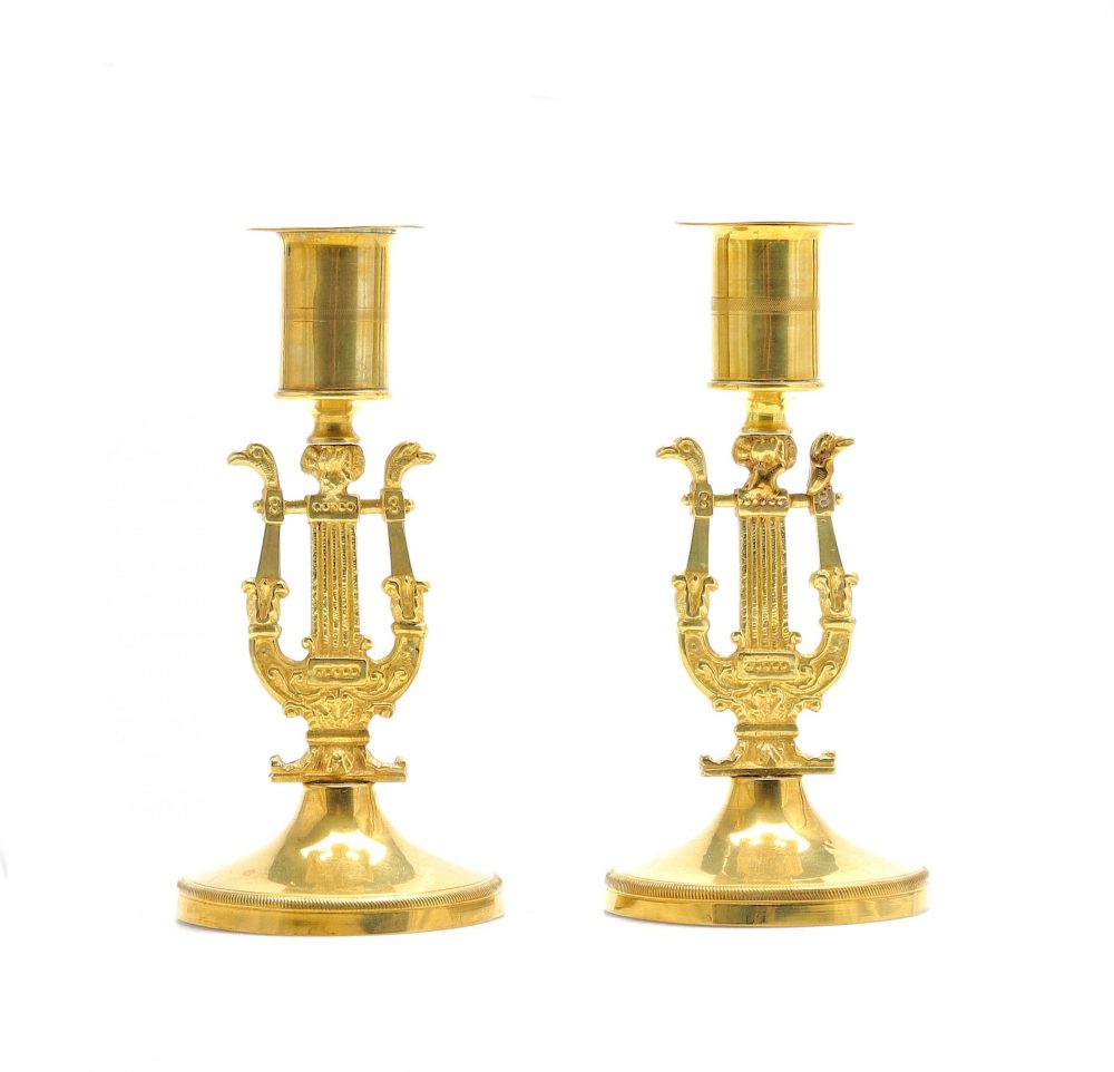 Kerzenhalter Kerzenständer Paar Empire um 1810  H. 15,5 cm