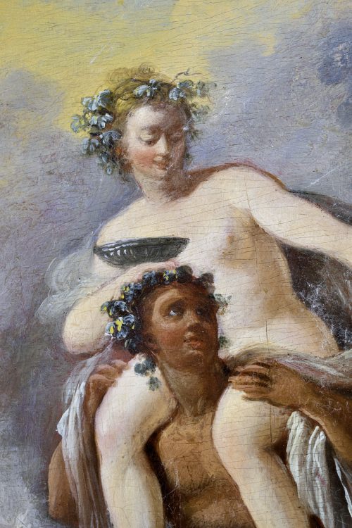 Jacques-Philippe Caresme (1734 Paris-1796 ebenda) Pan mit Nymphe - Originaler, geschnitzter Eichengoldrahmen der Zeit - Expertise Francois Marandet, London