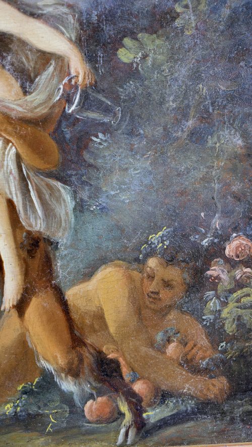 Jacques-Philippe Caresme (1734 Paris-1796 ebenda) Pan mit Nymphe - Originaler, geschnitzter Eichengoldrahmen der Zeit - Expertise Francois Marandet, London