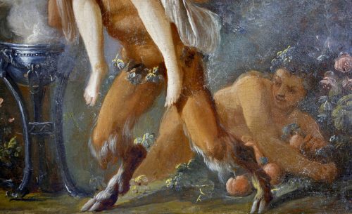 Jacques-Philippe Caresme (1734 Paris-1796 ebenda) Pan mit Nymphe - Originaler, geschnitzter Eichengoldrahmen der Zeit - Expertise Francois Marandet, London