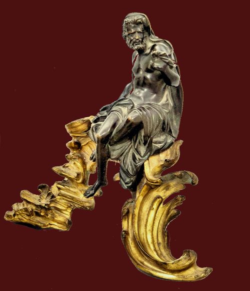 Bedeutende Kaminböcke Vulkan und Venus Rokoko Chenets Louis XV Frankreich um 1730 Jacques Caffieri attr.