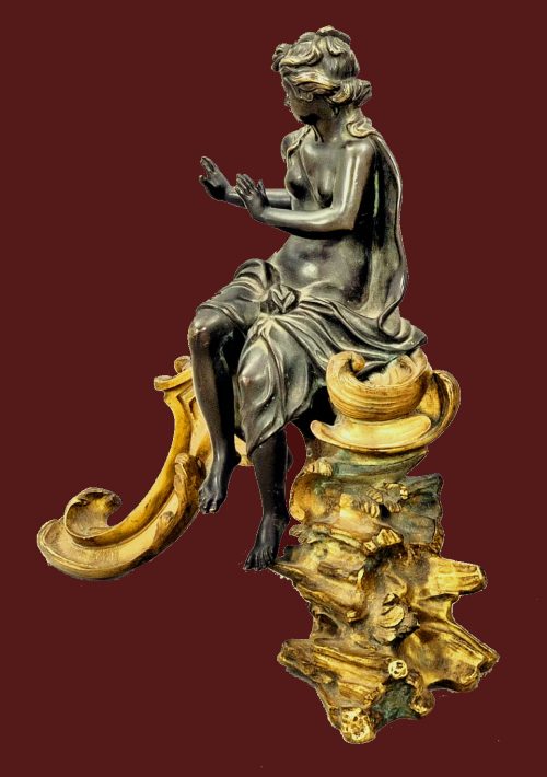 Bedeutende Kaminböcke Vulkan und Venus Rokoko Chenets Louis XV Frankreich um 1730 Jacques Caffieri attr.