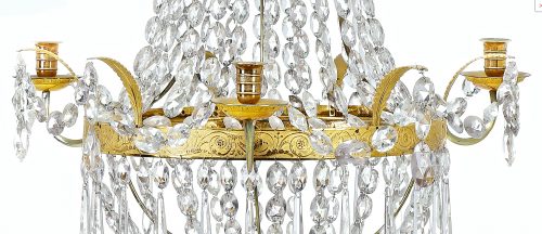 Lüster Kristalllüster Kronleuchter Empire um 1810 H. 60 cm, D. 49 cm