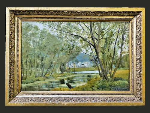 STANISLAS VICTOR ÉDOUARD LEPINE 1835 Caen - 1892 Paris  BOIS À MOUDON, 1891 - Provenienz: Collection Dr. Jean Michaux - Expertise René Millet, Paris